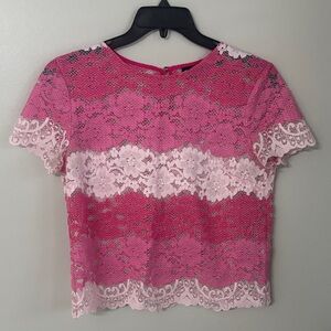 New York & Company Pink Lace Crop Top size Small
